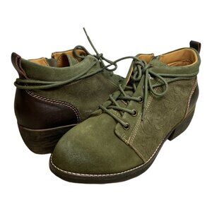 K2H2 Biza Olive & Brown Chino Leather Boots Women's 41(10-10.5)